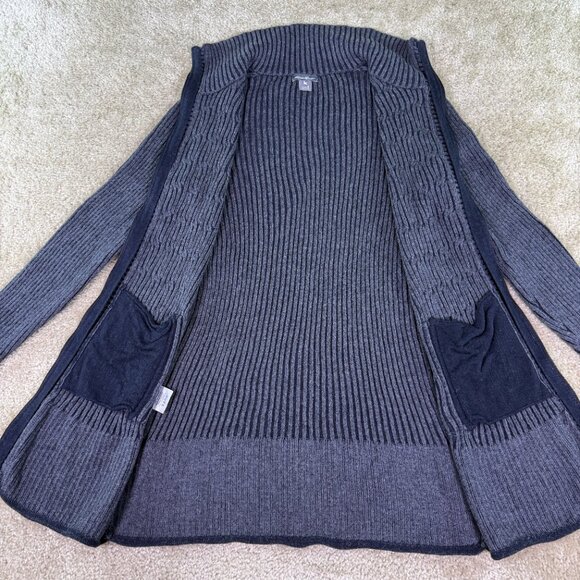 Eddie Bauer Womens Gray Long Cardigan Sweater Size Small Cable Knit Pockets E689 - Picture 3 of 11